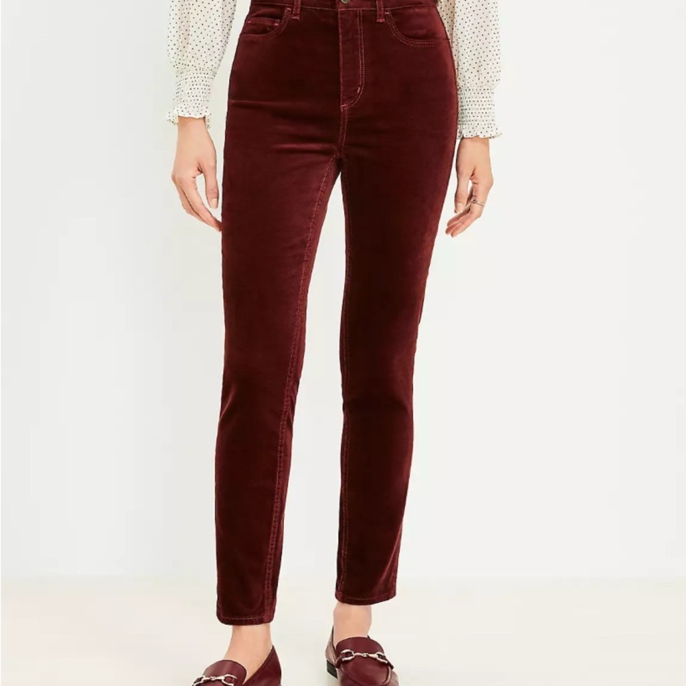 NWOT LOFT High Rise Skinny Velvet Pants